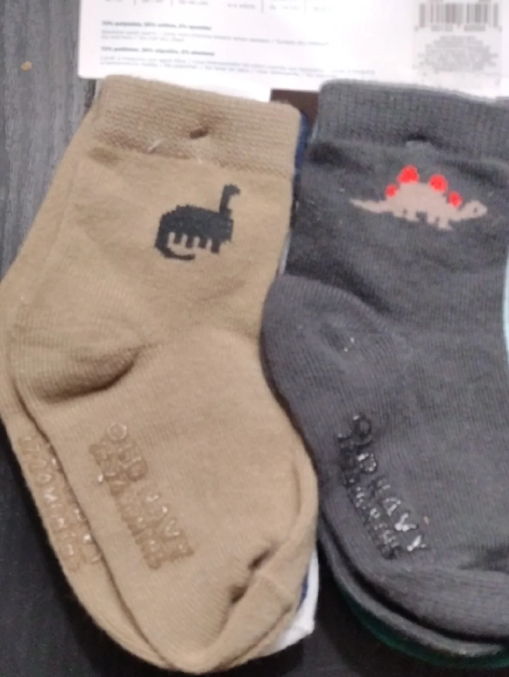 Old Navy Baby Crew Socks - Teal, White & Yellow Dino Set